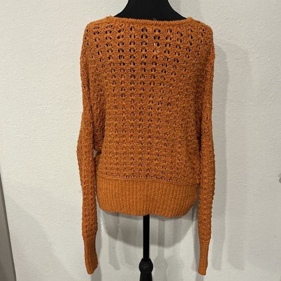 Free People Best Of You Long Sleeve Sunset Orange Sweater M Retail $128 - Picture 4 of 12